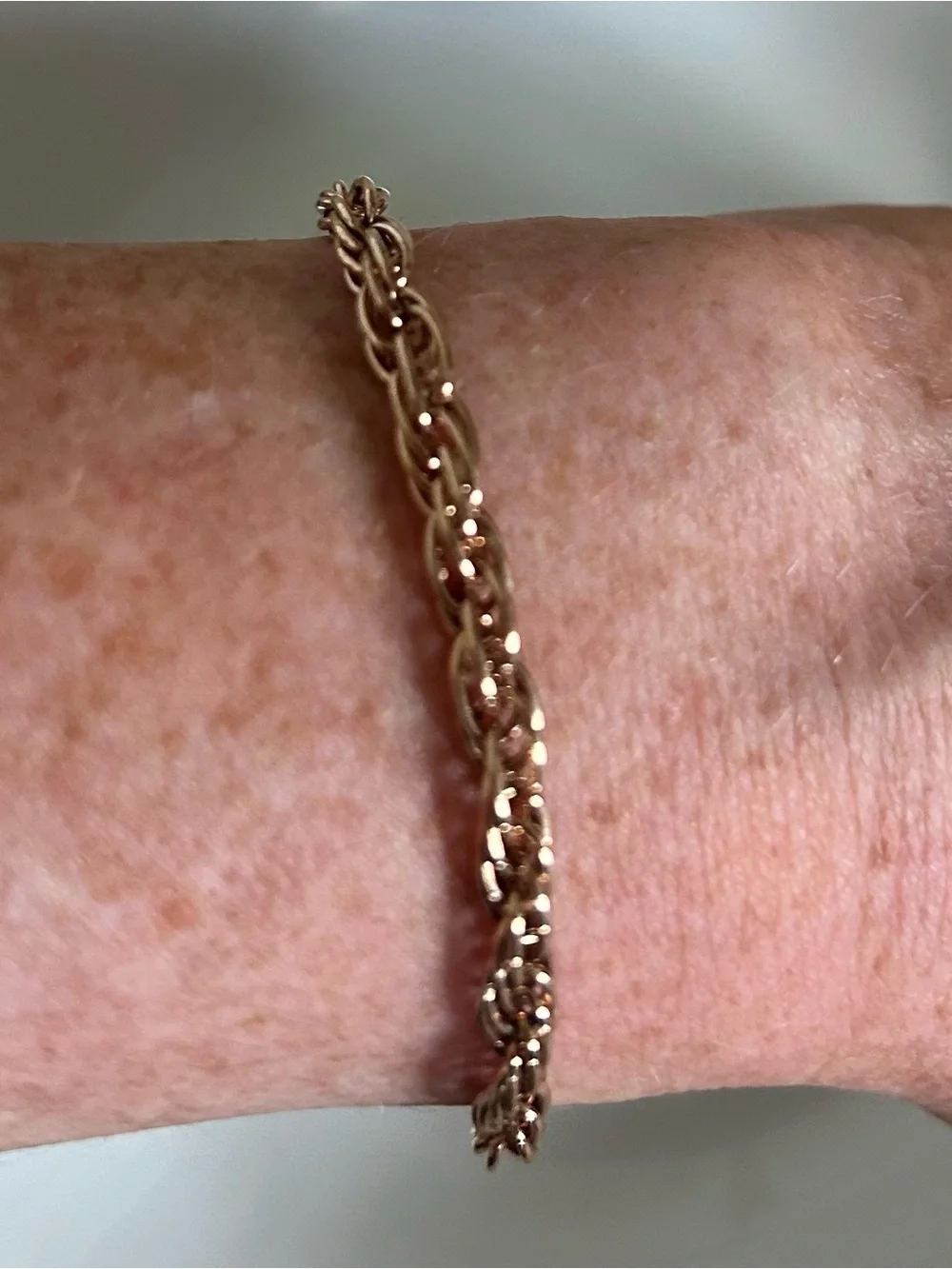 Sterling Silver/Bright Gold Electroplated Rope Chain Bracelet